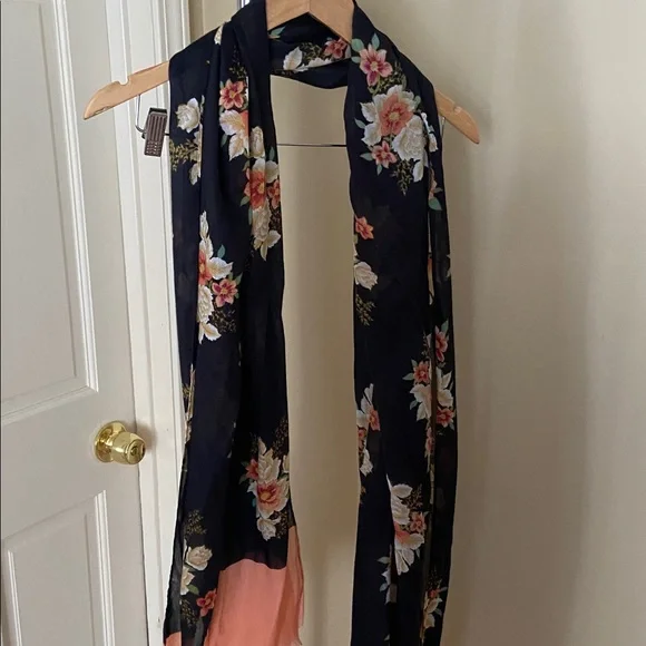 Loft Floral Black and Pink Scarf - Picture 5 of 5